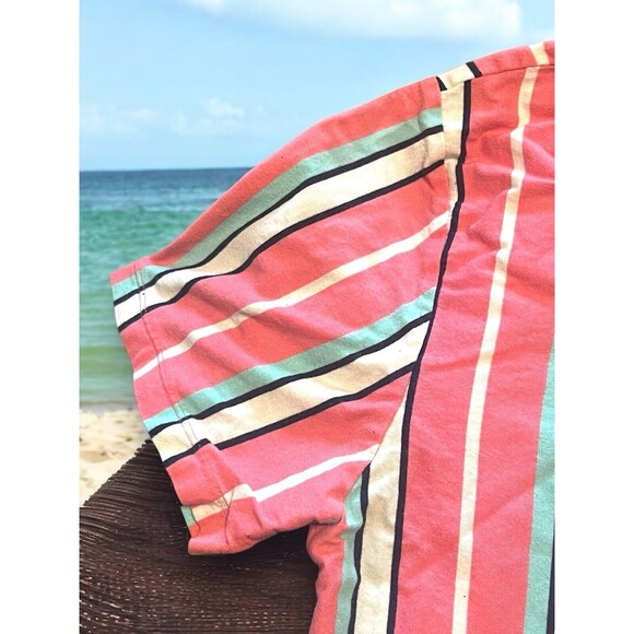 San Francisco Work Shirt Unisex Striped Tee Sz M Pink Blue White Love Retro EUCo - Picture 4 of 6